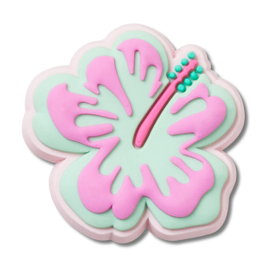 Turquoise And Pink Hibiscus Unisex Multi Jibbitz