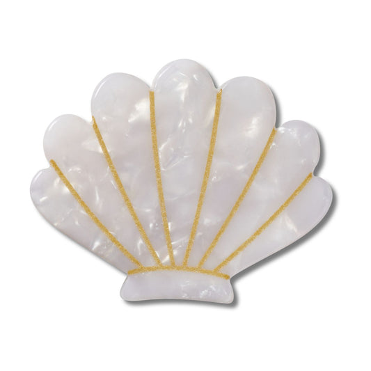 White And Gold Seashell Unisex Multi Jibbitz