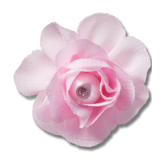 Pink Fabric Flower With Pearl Unisex Multi Jibbitz