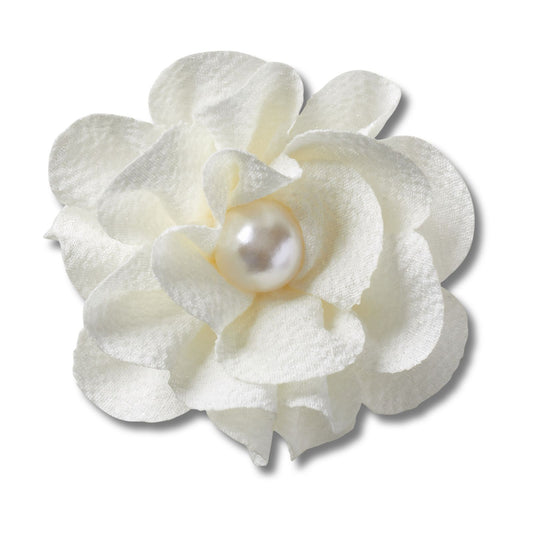 White Fabric Flower With Pearl Unisex Multi Jibbitz