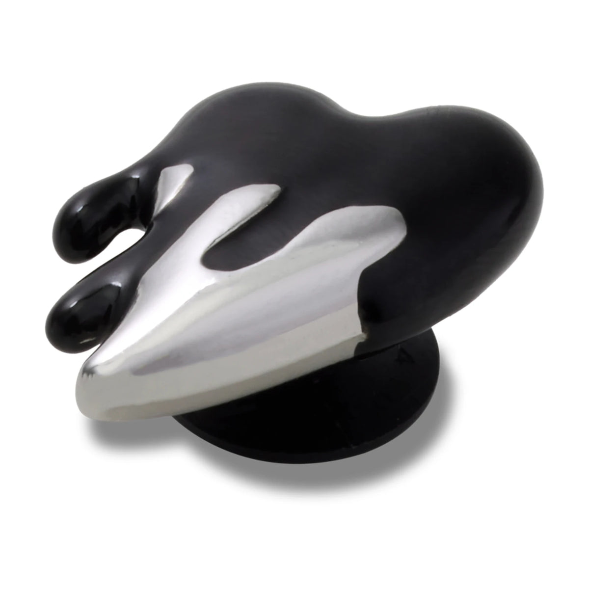 Silver And Black Enamel Heart Jibbitz