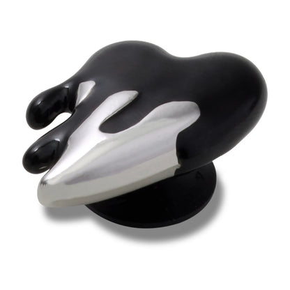 Silver And Black Enamel Heart Jibbitz
